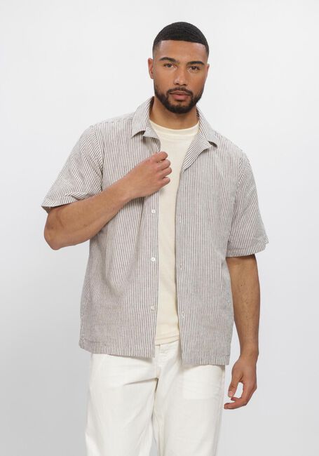 Ecru LES DEUX Casual-Oberhemd LUKAS STRIPE COTTON LINEN SS SHIRT - large