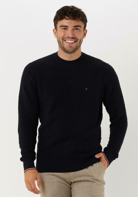 Dunkelblau TOMMY HILFIGER Pullover EXAGGERATED STRUCTURE CREW NECK - large