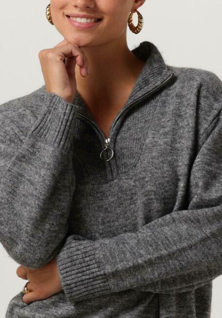 Dunkelgrau OBJECT Midikleid OBJMINNA L/S ZIP KNIT DRESS NOOS - large