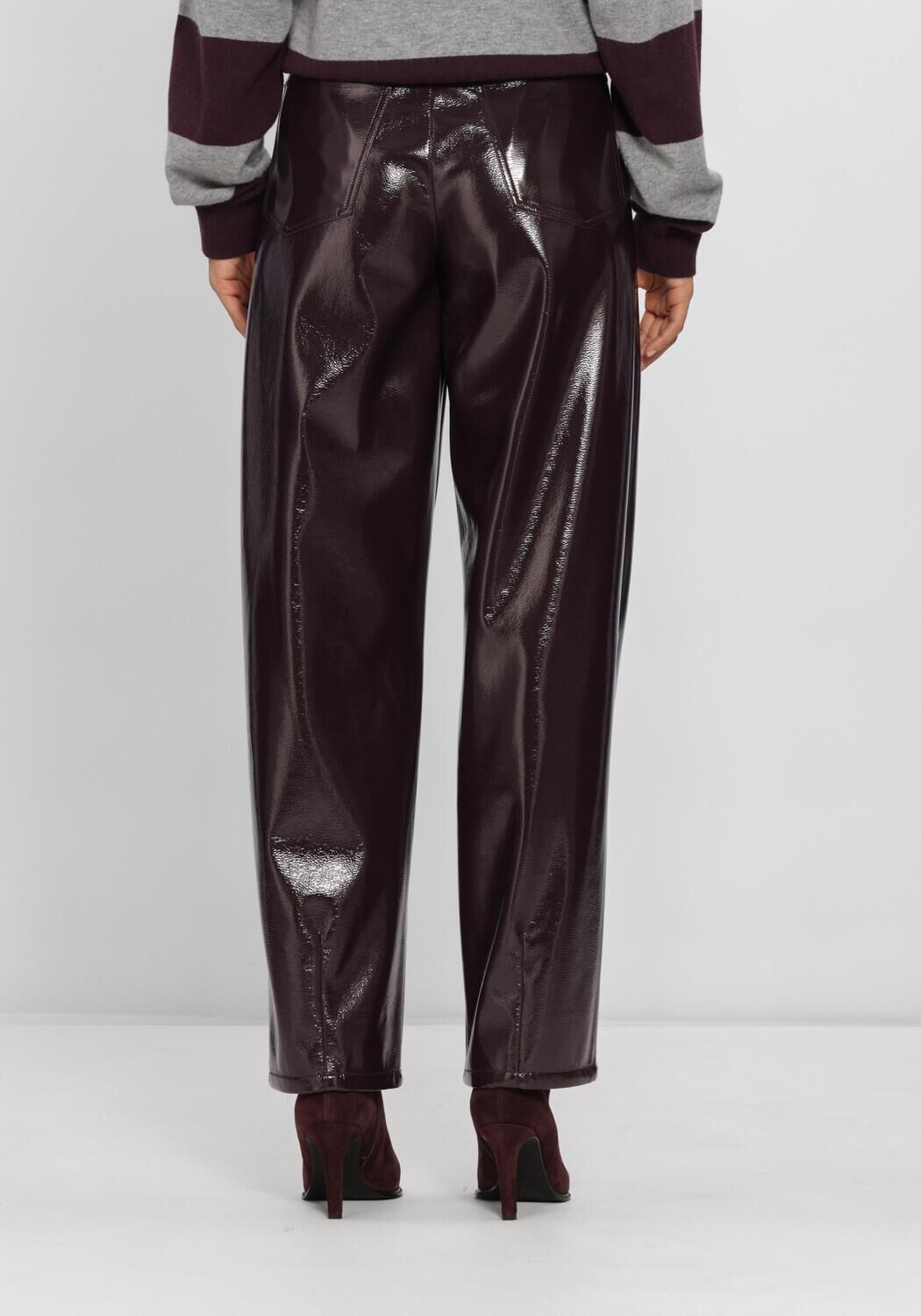 Bordeaux DANTE6 Hose SCENE PATENT FAUX LEATHER PANTS - large