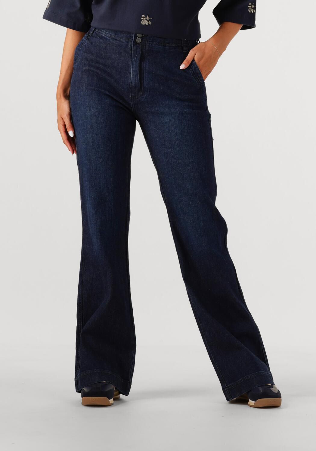 Dunkelblau SUMMUM Wide jeans BOOTCUT CROPPED LIGHT WEIGHT COTTON - large