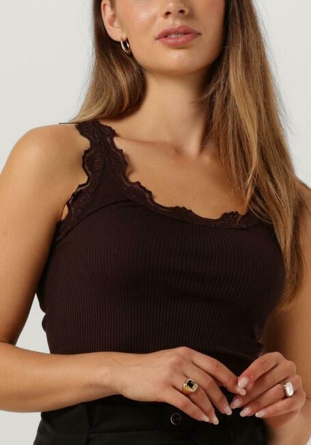 Braune ROSEMUNDE Top BABETTE SILK TOP W/ LACE - large