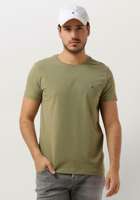 Olive TOMMY HILFIGER T-shirt STRETCH SLIM FIT TEE - large