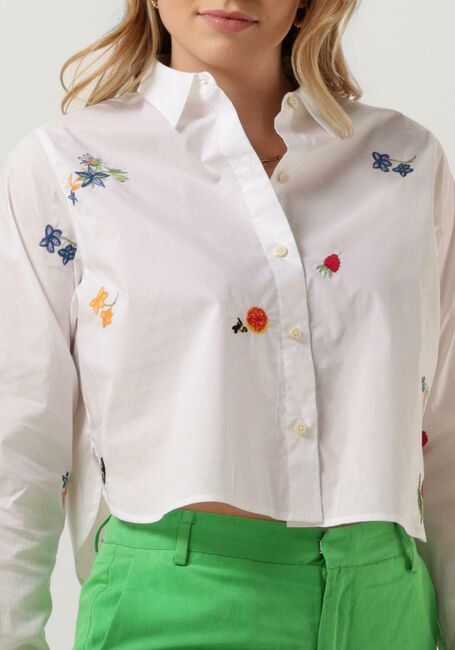 Weiße SCOTCH & SODA Bluse EMBROIDERED BOXY FIT SHIRT - large
