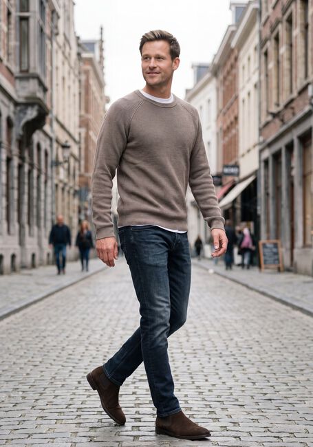 Taupe CAST IRON Pullover CREWNECK REGULAR FIT SOFT BLEND - large