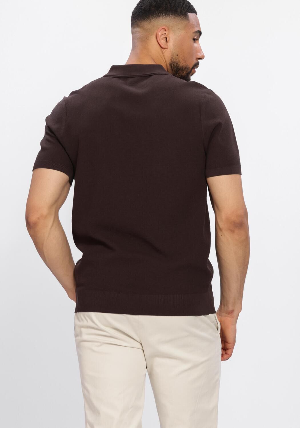 Braune PROFUOMO Polo-Shirt POLO OPEN COLLAR LUXURY BASIC - large