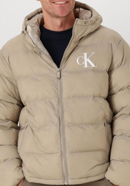 Beige CALVIN KLEIN Wattierte Jack LS NYLON MONGRAM PUFFER JKT - large