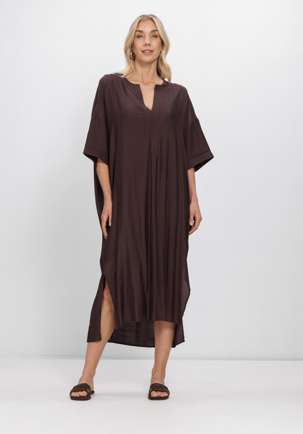 Braune CO'COUTURE Maxikleid HERACC TUNIC V-DRESS - large