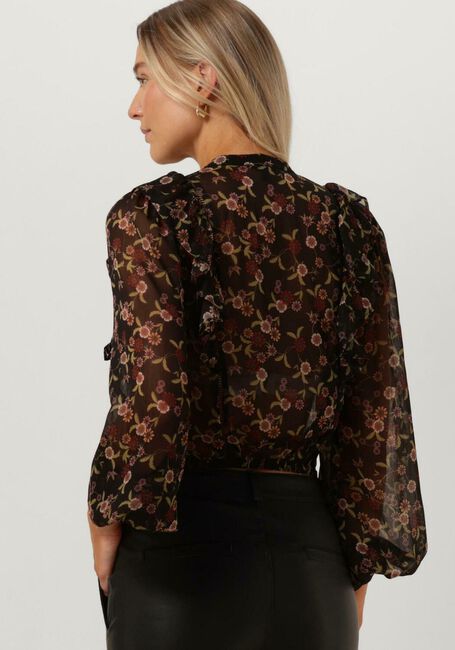 Schwarze GUESS Blusen LS DIONNE TIE FRONT TOP - large