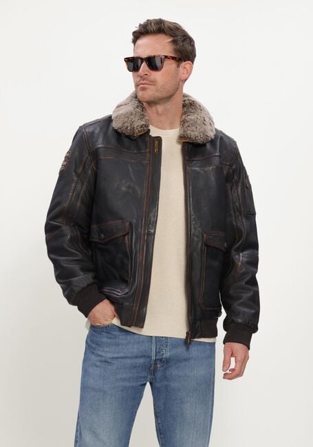 Braune PME LEGEND Lederjack SHORT JACKET SNOWPROP RUBBED & SHADED SHEEP - large