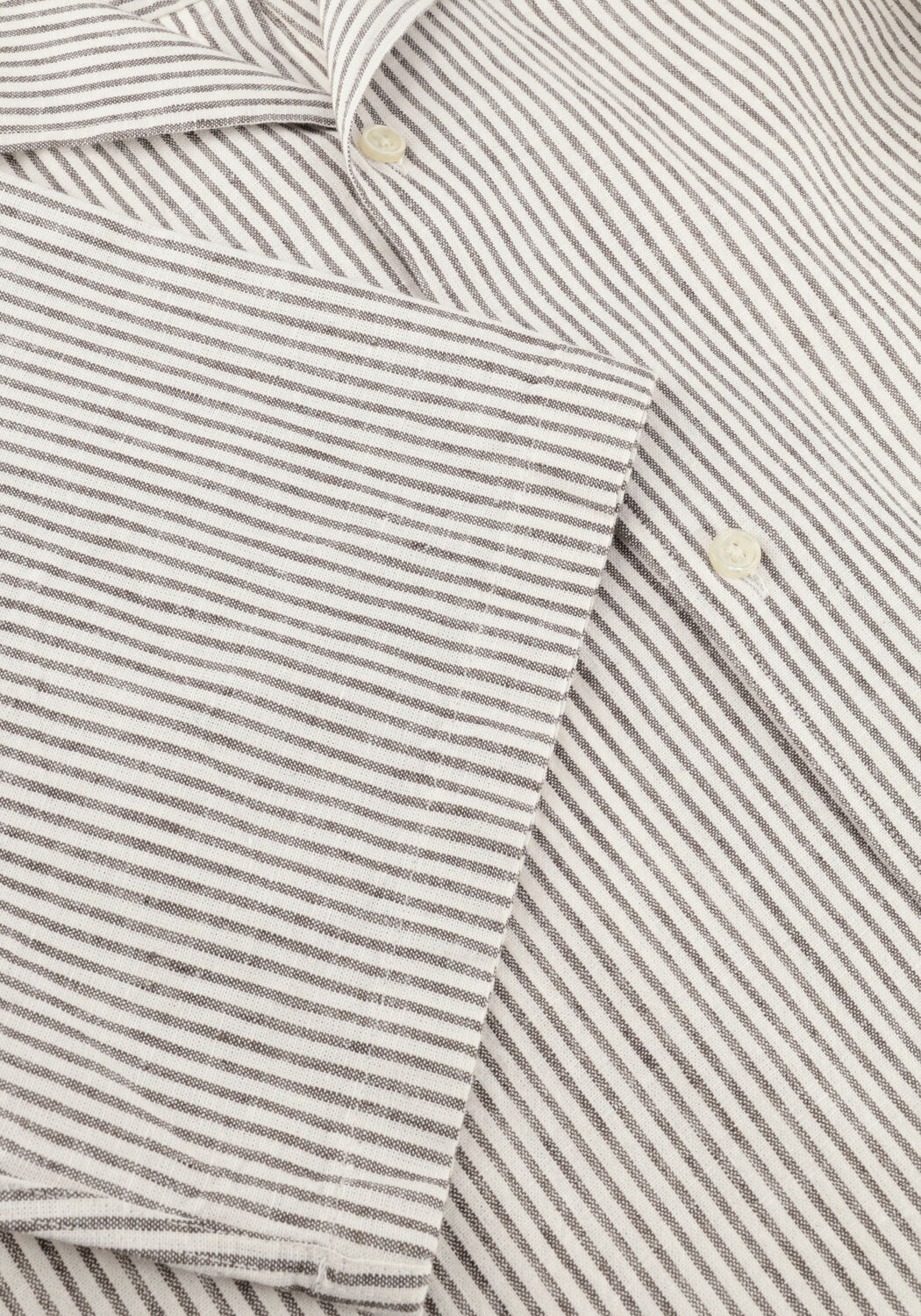 Ecru LES DEUX Casual-Oberhemd LUKAS STRIPE COTTON LINEN SS SHIRT - large