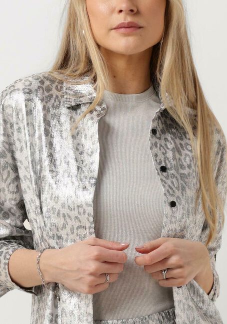 Silberne ALIX THE LABEL Blusen LADIES KNITTED LEOPARD BLOUSE - large