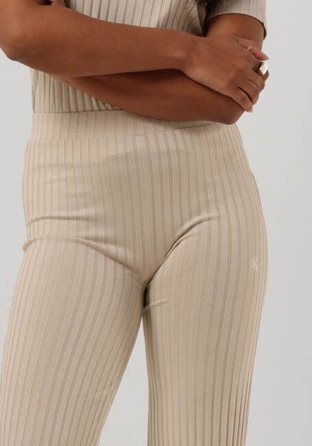 Beige CALVIN KLEIN Schlaghose ELONGATED RIB PANTS - large