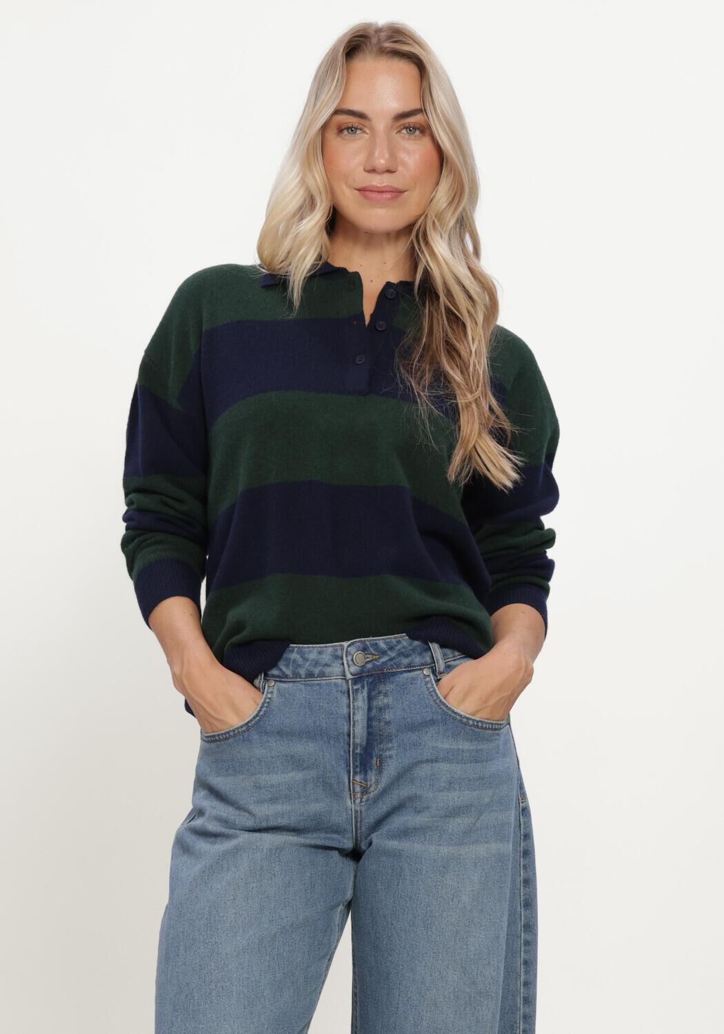 Dunkelgr&uuml;n MY ESSENTIAL WARDROBE Pullover MWJOLA KNIT POLO PULLOVER - large