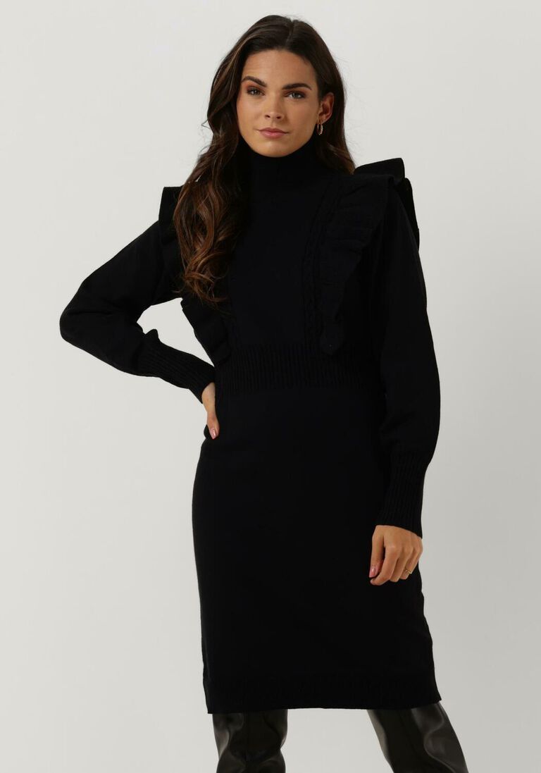 schwarze y.a.s. midikleid yasjello ls knit dress