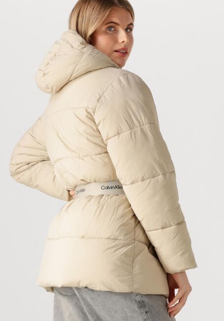 Beige CALVIN KLEIN Wattierte Jack BELTED MIDWEIGHT PUFFER - large