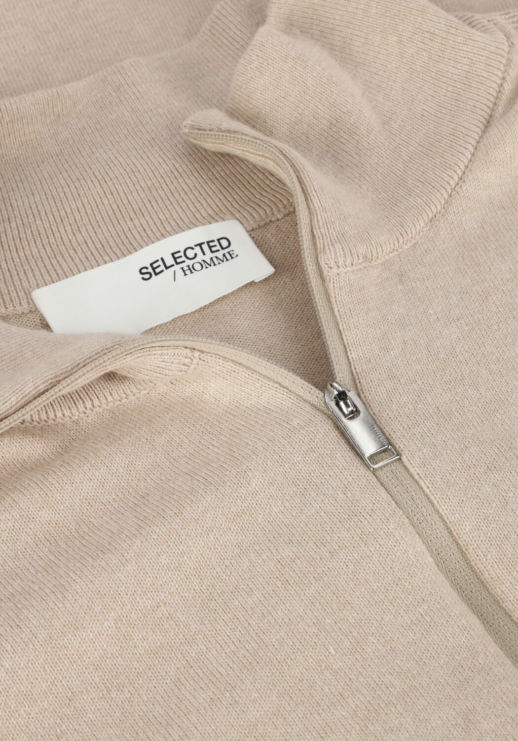 Beige SELECTED MEN Pullover SLHBERG HALF ZIP CARDIGAN NOOS - large