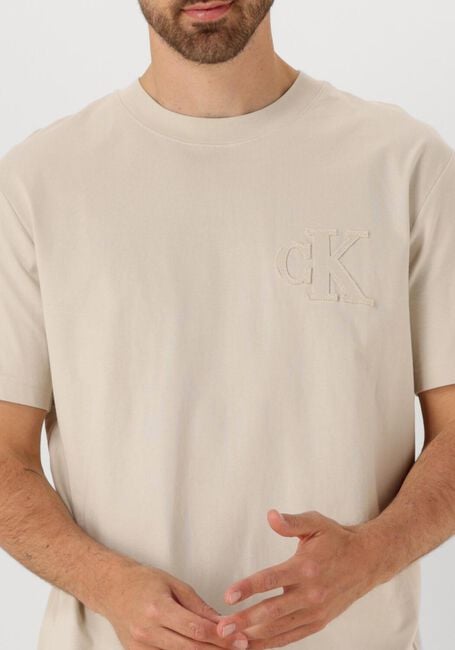 Beige CALVIN KLEIN T-shirt CK APPLIQUE TEE - large