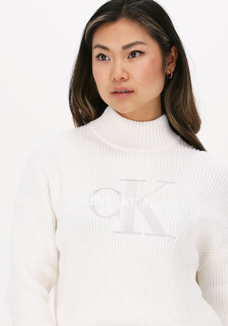 Nicht-gerade weiss CALVIN KLEIN Pullover TWO TONE MONOGRAM LOOSE SWEATER - large