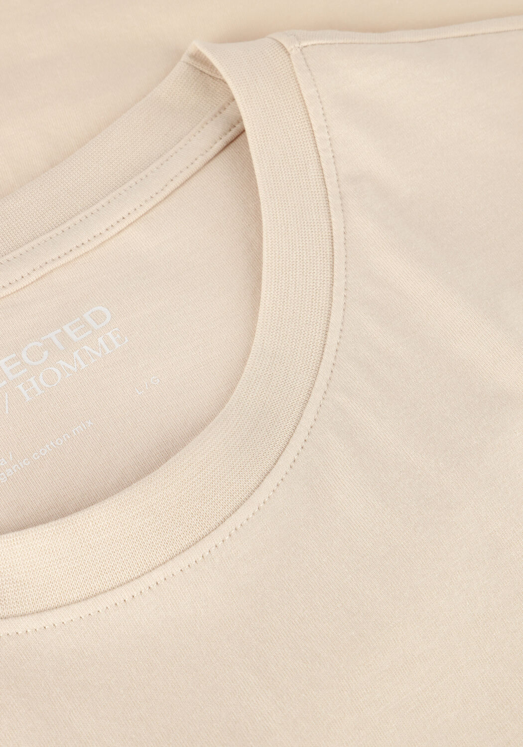 Beige SELECTED MEN T-shirt SLHASPEN SS O-NECK TEE NOOS - large