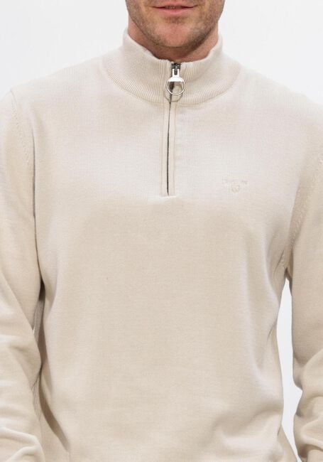 Beige BARBOUR Pullover COTTON HALF ZIP KNITTED JUMPER - large
