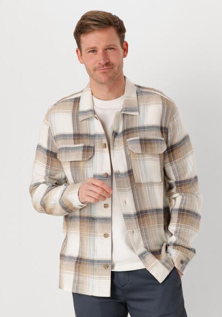 Sand CAST IRON Overshirt LONG SLEEVE SHIRT SLUB CHECK - large