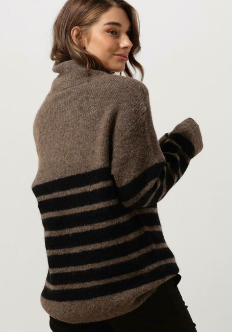 Braune GESTUZ Rollkragenpullover ALPHAGZ STRIPED ROLLNECK - large