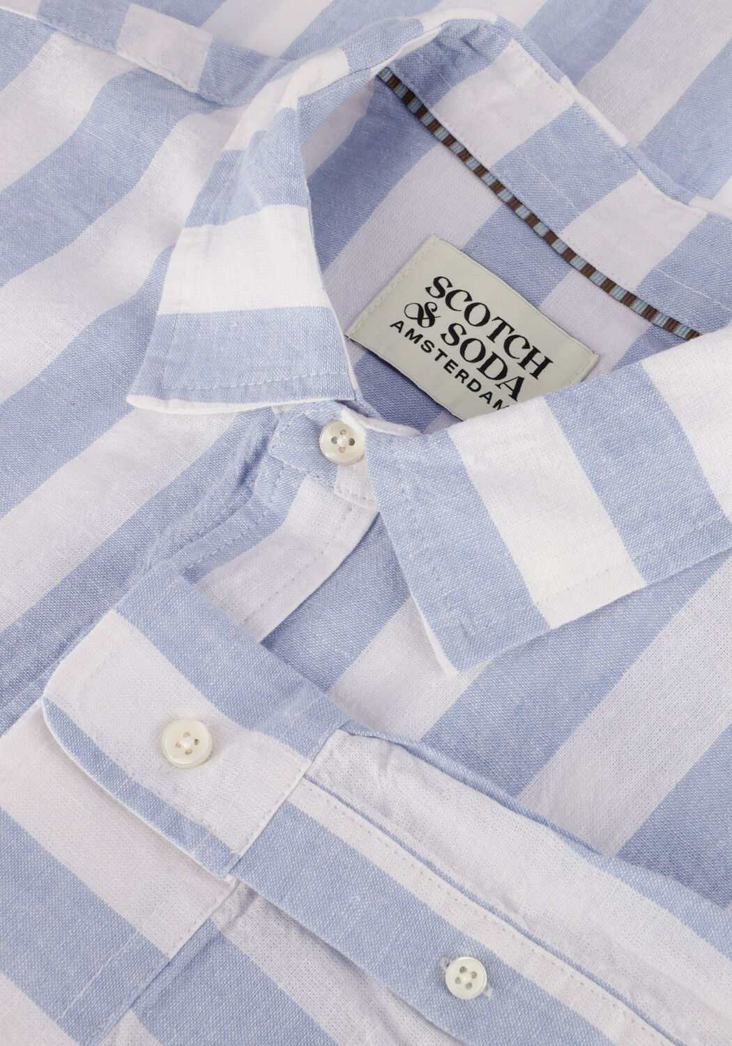 Hellblau SCOTCH & SODA Casual-Oberhemd YARN-DYED LINEN BLEND STRIPED REGULAR FIT SHIRT - large
