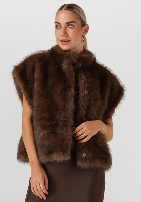 Braune NEO NOIR Bodywarmer KEVINI FAUX FUR VEST - large