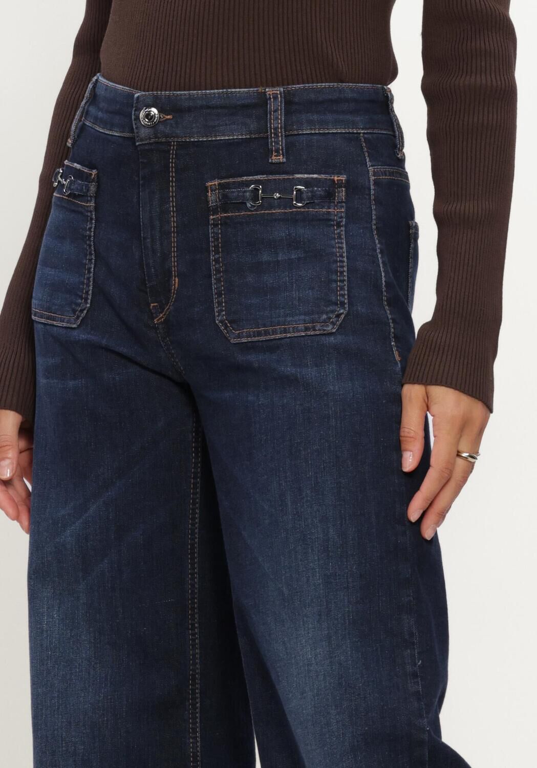 Blaue CAMBIO Jeans ADA PATCHED POCKET DARK HR STRETCH BLUE DENIM - large