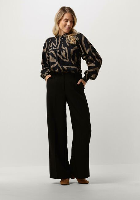 Schwarze SUMMUM Bluse TOP ABSTRACT LEAVES - large
