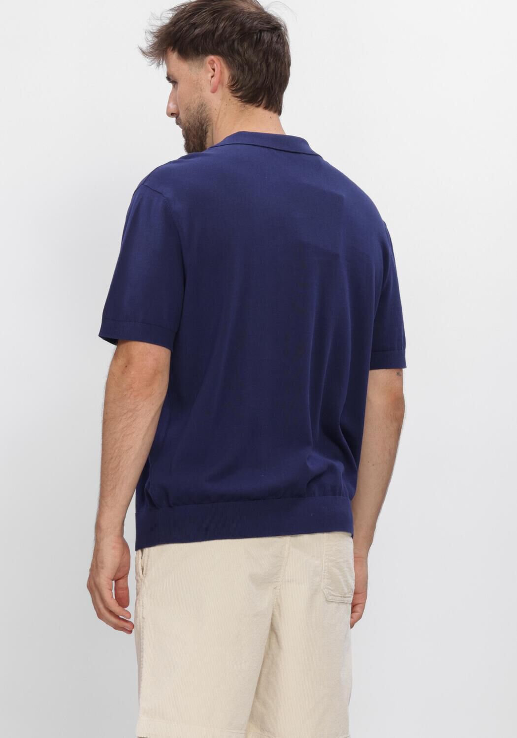 Blaue SELECTED MEN Polo-Shirt SLHTORINO SS KNIT RELAXED OPEN  POLO - large