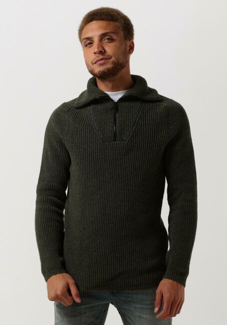Grüne CAST IRON Pullover HALF ZIP COLLAR COTTON BOUCLE MOULINE - large