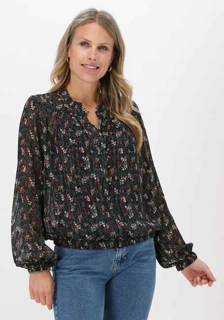 Schwarze SUMMUM Blusen BLOUSE SMALL FLOWER LUREX - large
