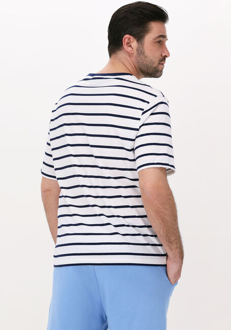 Blau/weiß gestreift SCOTCH & SODA T-shirt STRIPED JERSEY CREWNECK T-SHIRT WITH BADGE IN ORGANIC COTTON - large