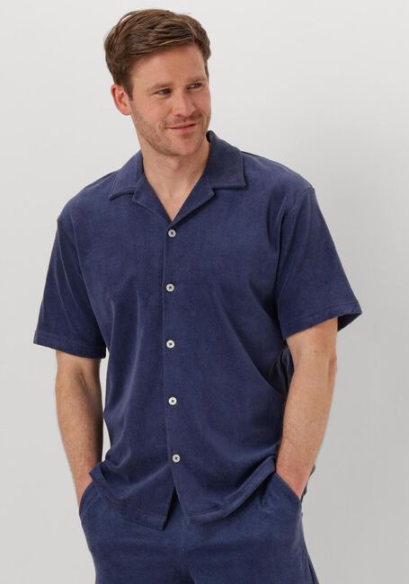 Blaue SELECTED HOMME Casual-Oberhemd SLHRELAXTALON TOWEL SS JERSEY SHIRT - large