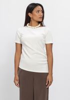 Ecru MY ESSENTIAL WARDROBE T-shirt MWHELLE ASSYMETRIC TEE