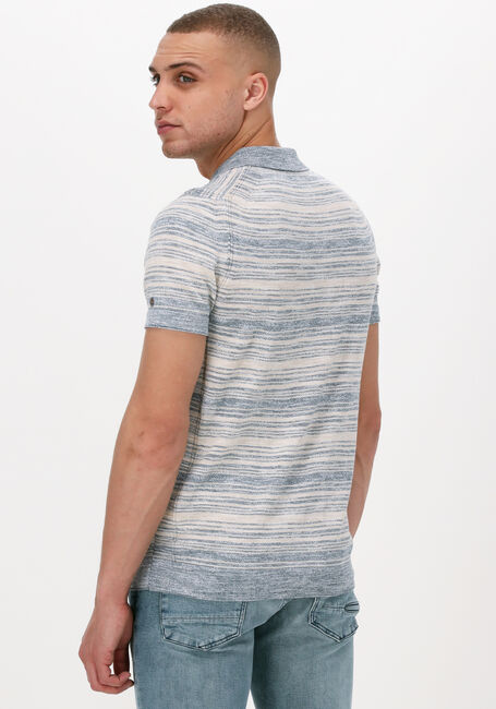 Hellblau CAST IRON Polo-Shirt SHORT SLEEVE POLO COTTON SLUB STRIPE KNITTED - large