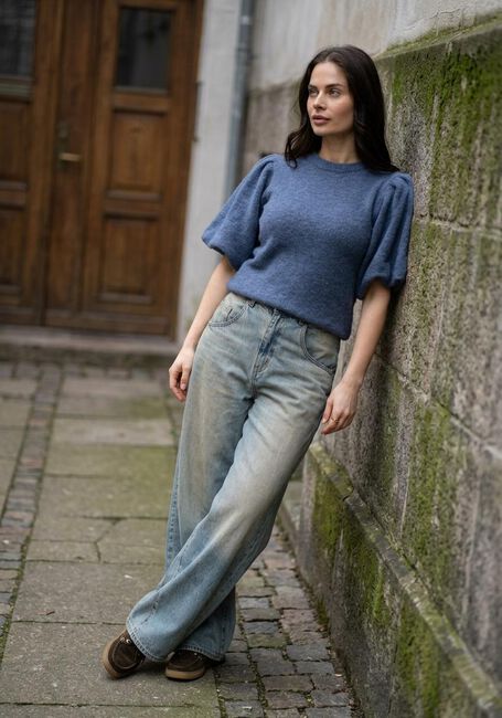 Blaue MSCH COPENHAGEN Top MSCHJINIE HOPE 2/4 PULLOVER - large