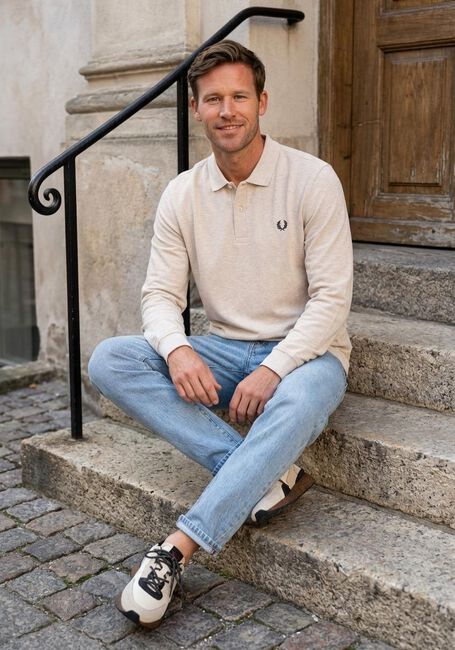 Beige FRED PERRY Polo-Shirt LONG SLEEVE PLAIN FRED PERRY SHIRT - large