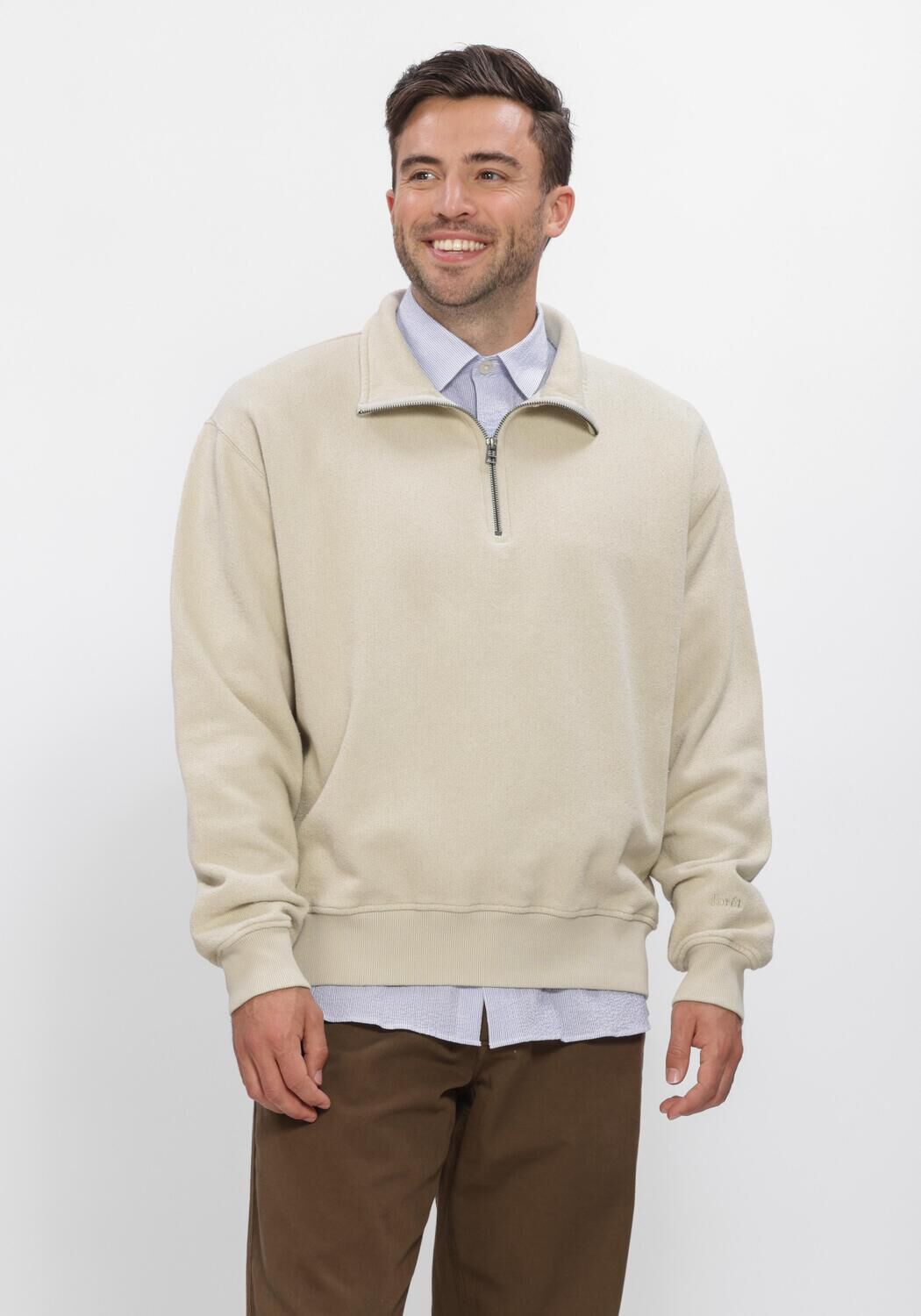 Beige FOR&Eacute;T Pullover RAIN HALFZIP SWEATSHIRT - large