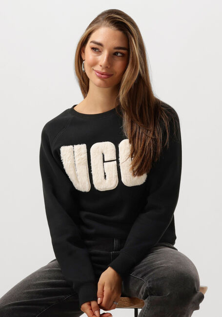 Schwarze UGG Sweatshirt MADELINE FUZZY LOGO CREWNECK - large