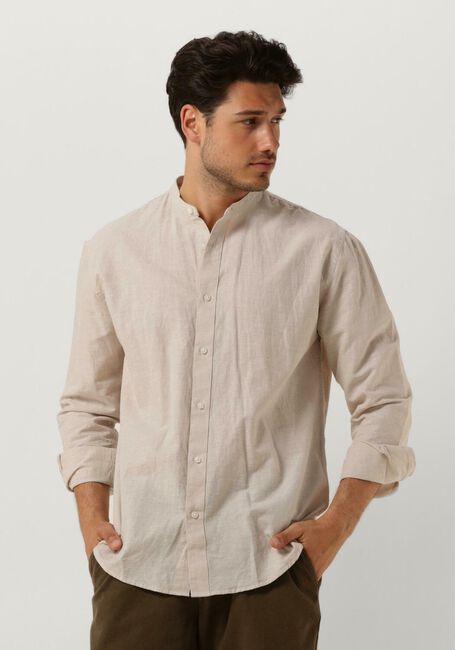 Beige SELECTED MEN Casual-Oberhemd SLHREGNEW-LINEN SHIRT LS BAND - large