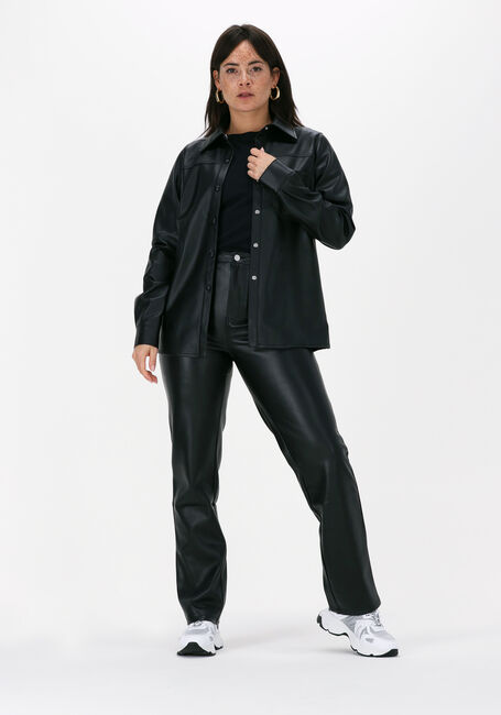 Schwarze NA-KD Chino HIGHWAIST PU PANTS - large