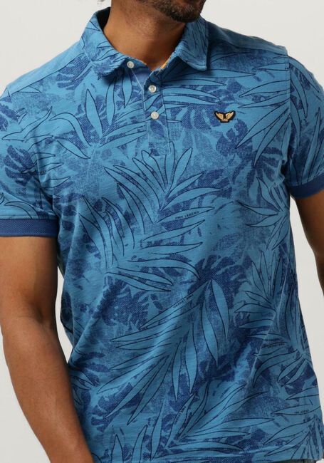 Blaue PME LEGEND Polo-Shirt SHORT SLEEVE POLO PIQUE MELANGE AOP - large