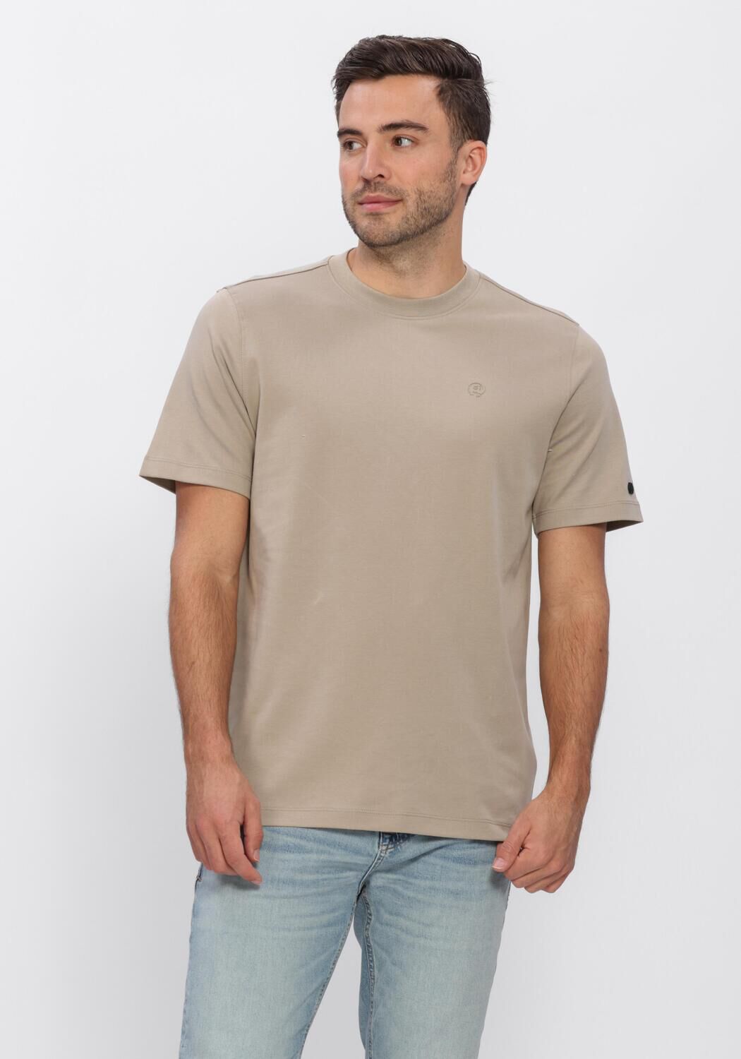 Beige CAST IRON T-shirt REGULAR FIT INTERLOCK - large