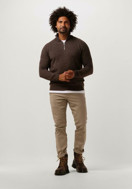 Braune SELECTED HOMME Pullover SLHREG DAN WOOL-MIX ZIP HIGH NECK OW - large