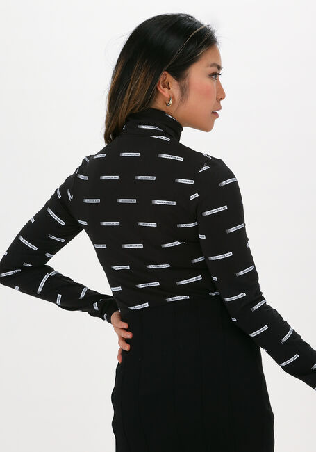 Schwarze CALVIN KLEIN Top LOGO ALL OVER PRINT LS ROLLNEC - large