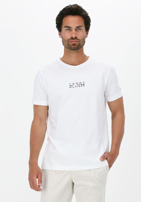 Weiße TOMMY HILFIGER T-shirt SQUARE LOGO TEE - large
