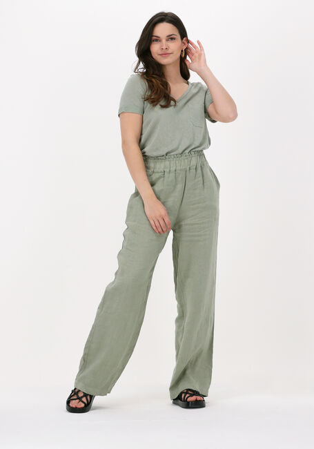 Grüne OBJECT T-shirt OBJETESSI SLUB S/S V-NECK NOOS - large